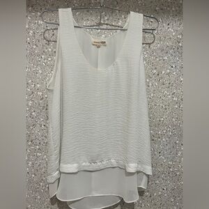 Rebecca Taylor White Asymmetrical Knit Tank Top